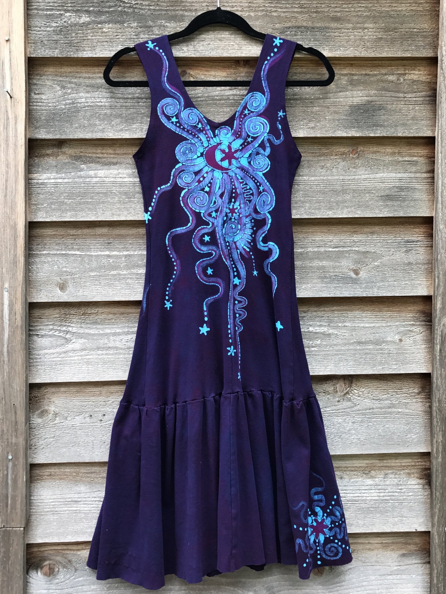 Deep Blue and Turquoise Batikwalla Dress in Organic Cotton - Size Small
