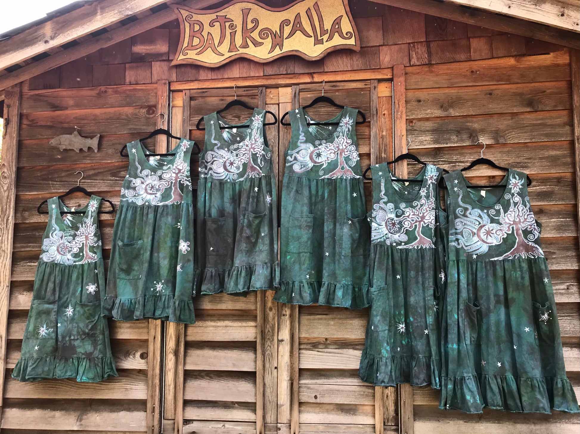 Mist in the Moss Green Forest - Farmer's Market Pocket Dress - Size 3X Batik Dresses Batikwalla 