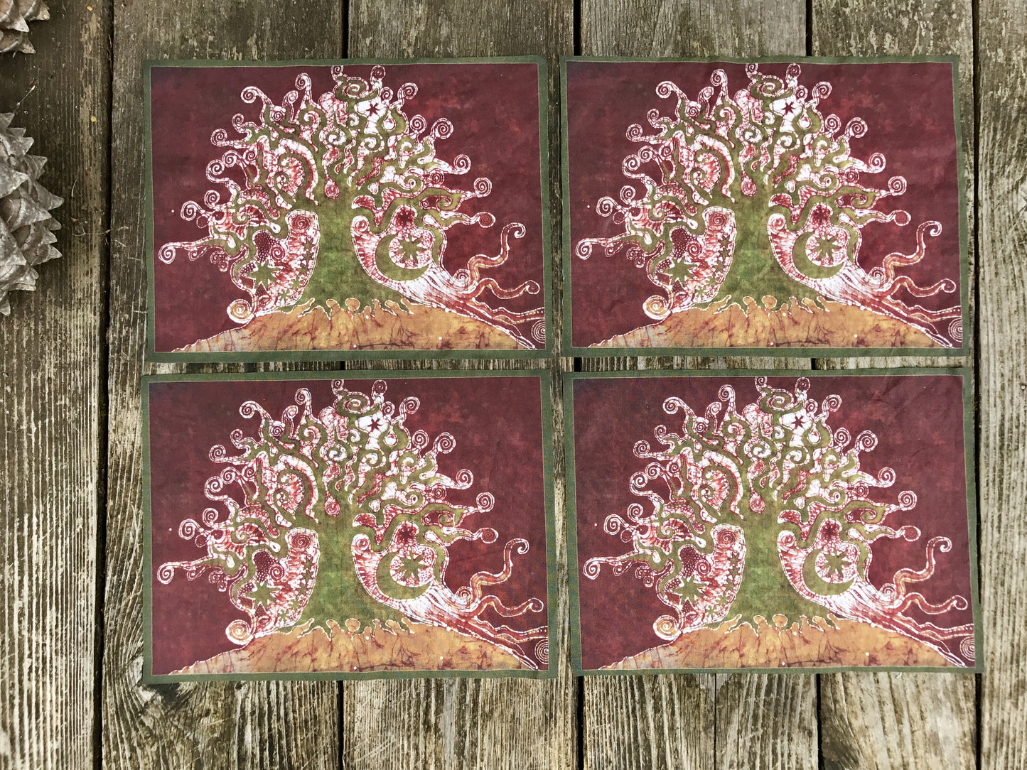 Tree on a Hill Batik Batik Fabric Print