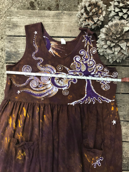 Golden Sun Purple Forest Farmer's Market Pocket Dress - Size 2X Batik Dresses Batikwalla 2X 