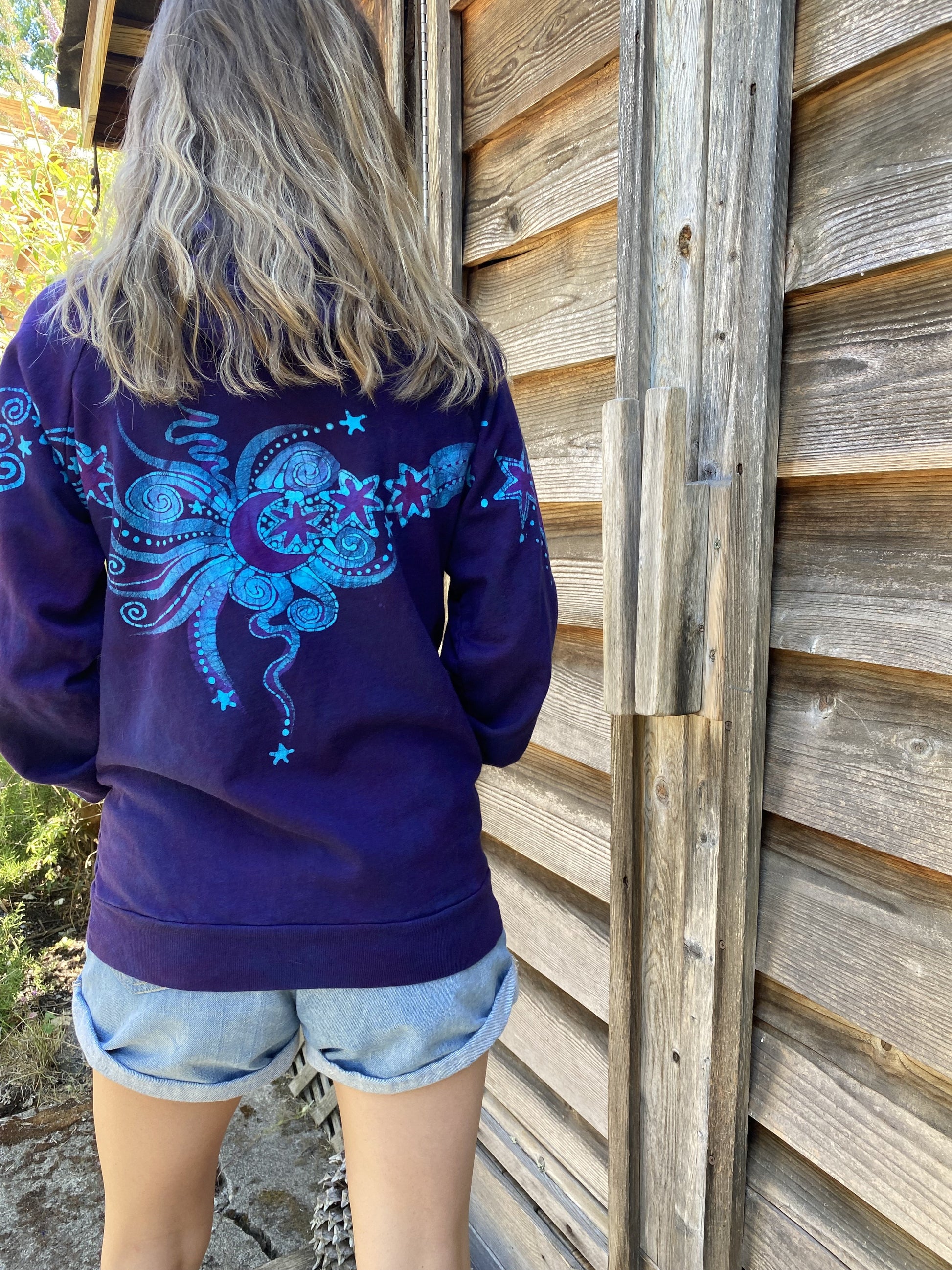 Fair Isle Galaxy Pullover Batik Hoodie - Organic Cotton - Sizes Small & Medium ONLY hoodie batikwalla 