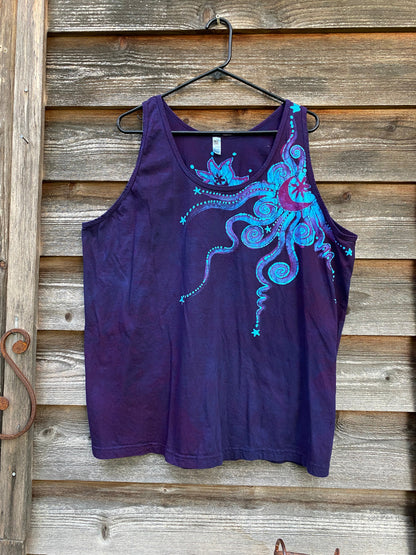 For Chris - Midnight Purple and Turquoise Moonbeams Tank Top Tops batikwalla 