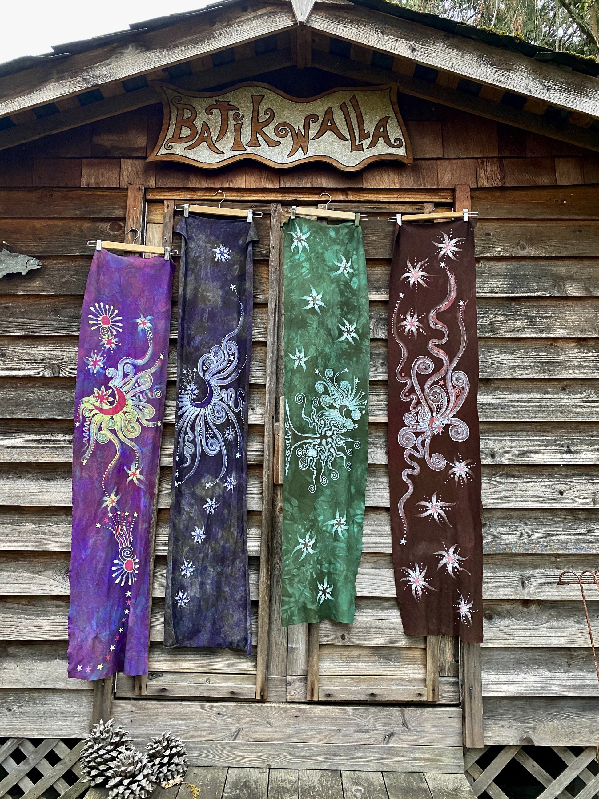 Misty Purple Sunrise - Hand Painted Organic Knit Fabric Scarf scarf batikwalla 