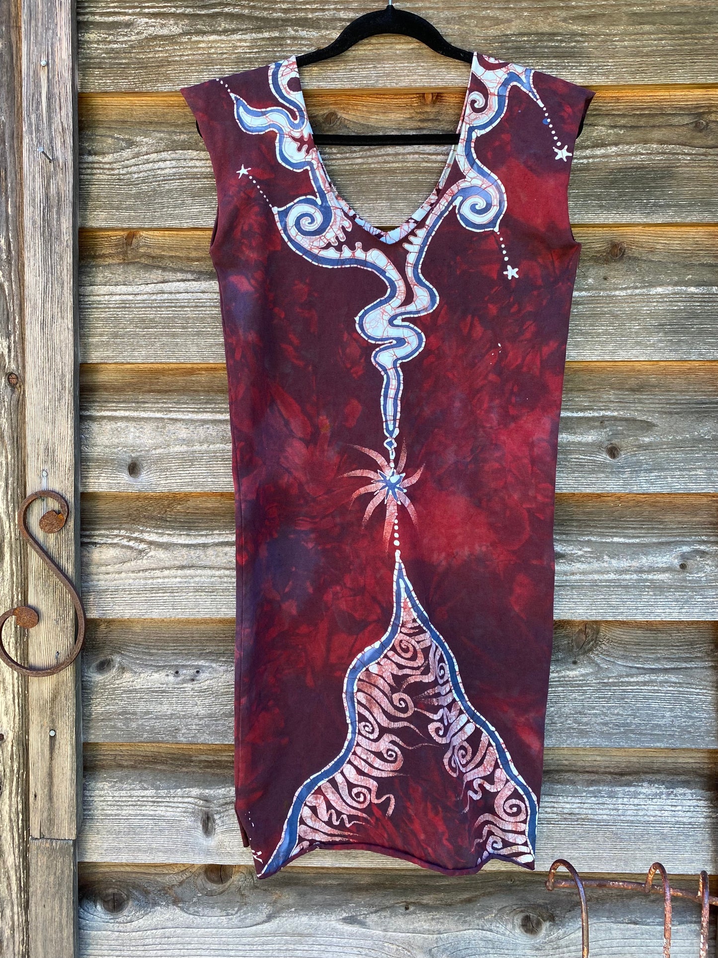 Red Cosmic Tribe Stretchy Hemp Tube Dress Batik Dresses Batikwalla 
