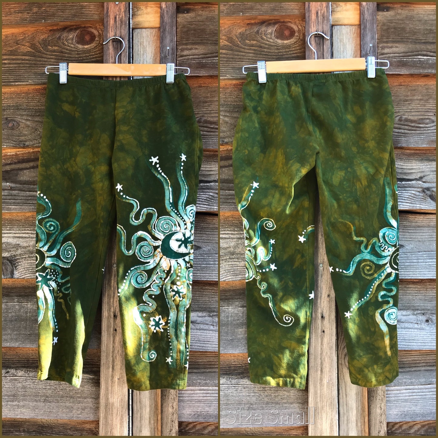 Dancing Green Batik CAPRI Leggings leggings batikwalla Small 