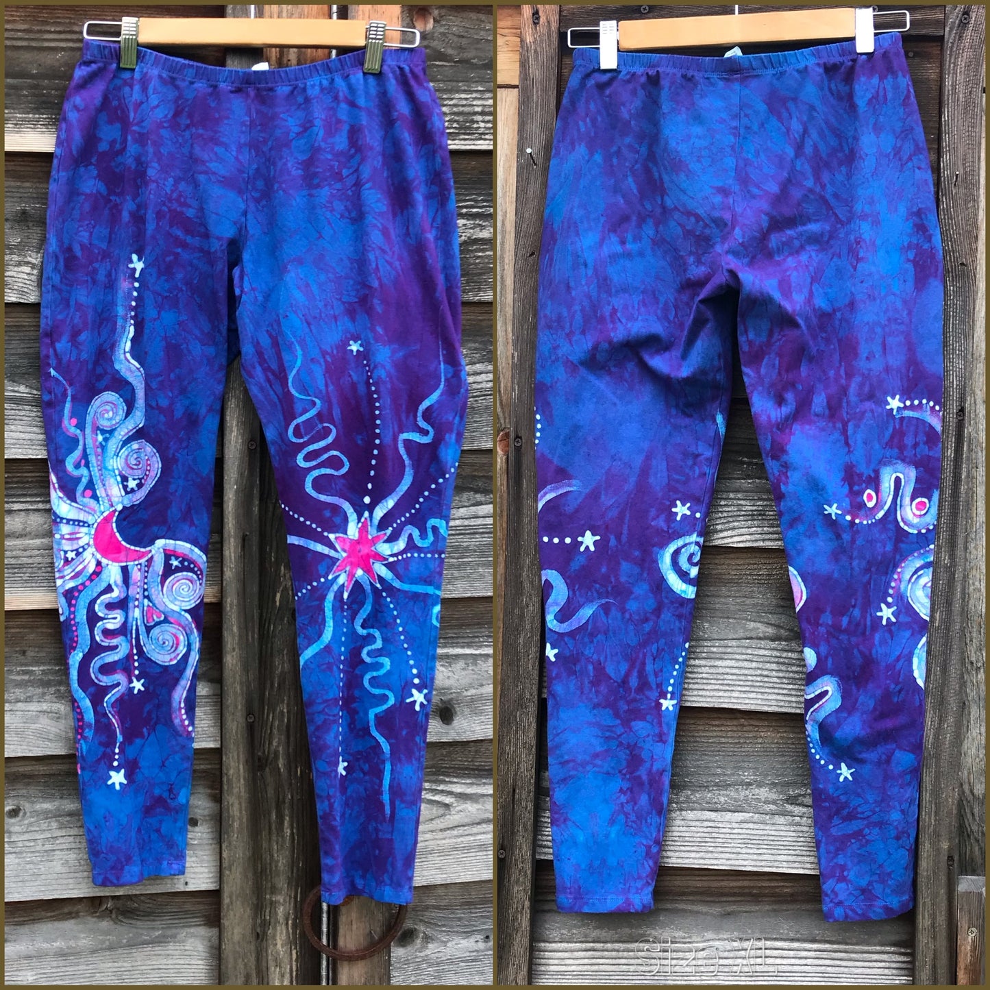 Blue and Pink Moon Magic Leggings leggings batikwalla XL 