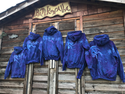 Blue Moonlight Cascade - Handcrafted Batik Pullover Hoodie hoodie batikwalla 