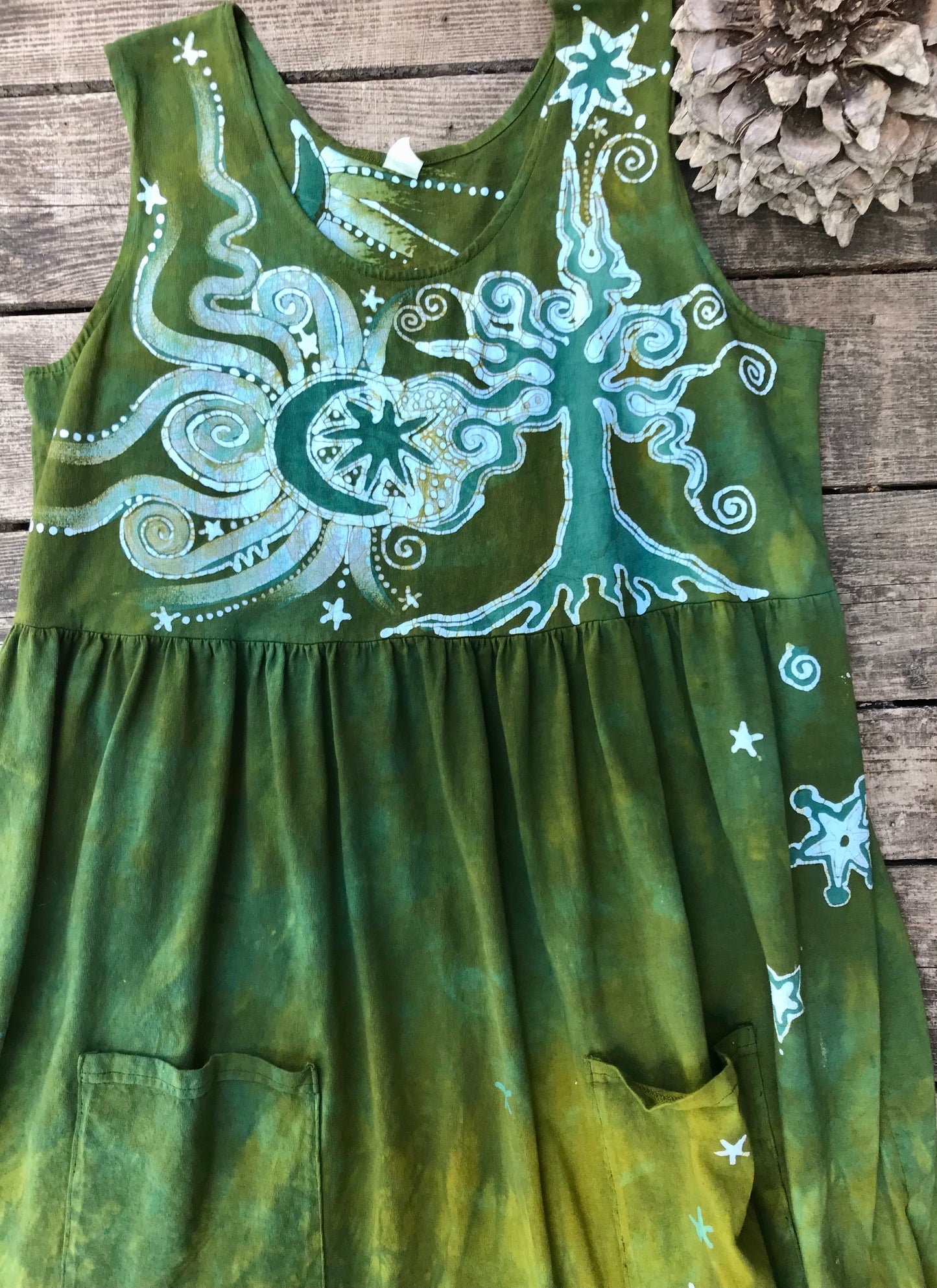 Green Valley Grove by the Forest - Farmer's Market Pocket Dress - Size 2X Batik Dresses Batikwalla 