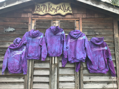 Light Blue Purple Sunset - Handcrafted Batik Pullover Hoodie hoodie batikwalla 