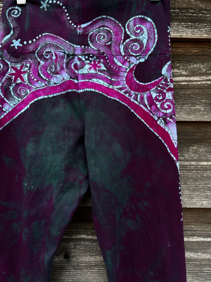 Teal and Magenta Moon Rainbow Stretchy Movement Pants - Size MEDIUM Yoga Pants batikwalla Medium 