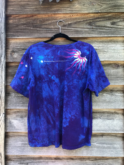 Blue Skies Moonbeams Handmade Batik Scoop Neck Tshirt