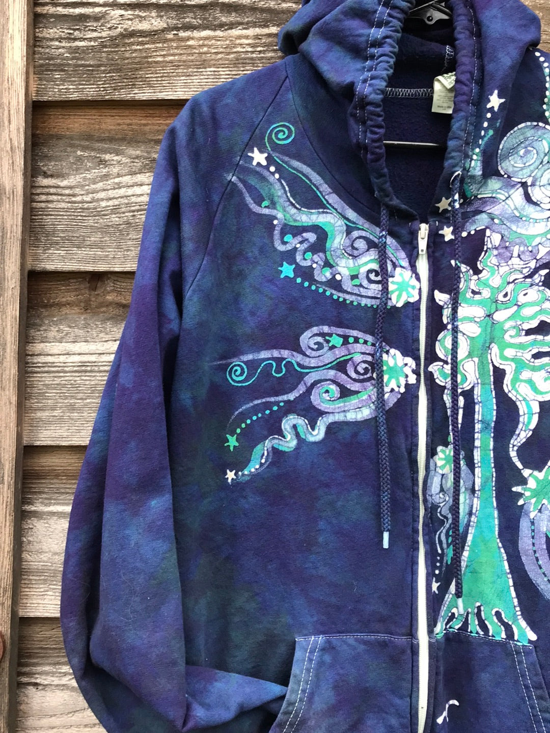 Reserved for Kris, Mystical Mist By The Sea Shore Handmade Batik Hoodie - Size Large hoodie batikwalla 
