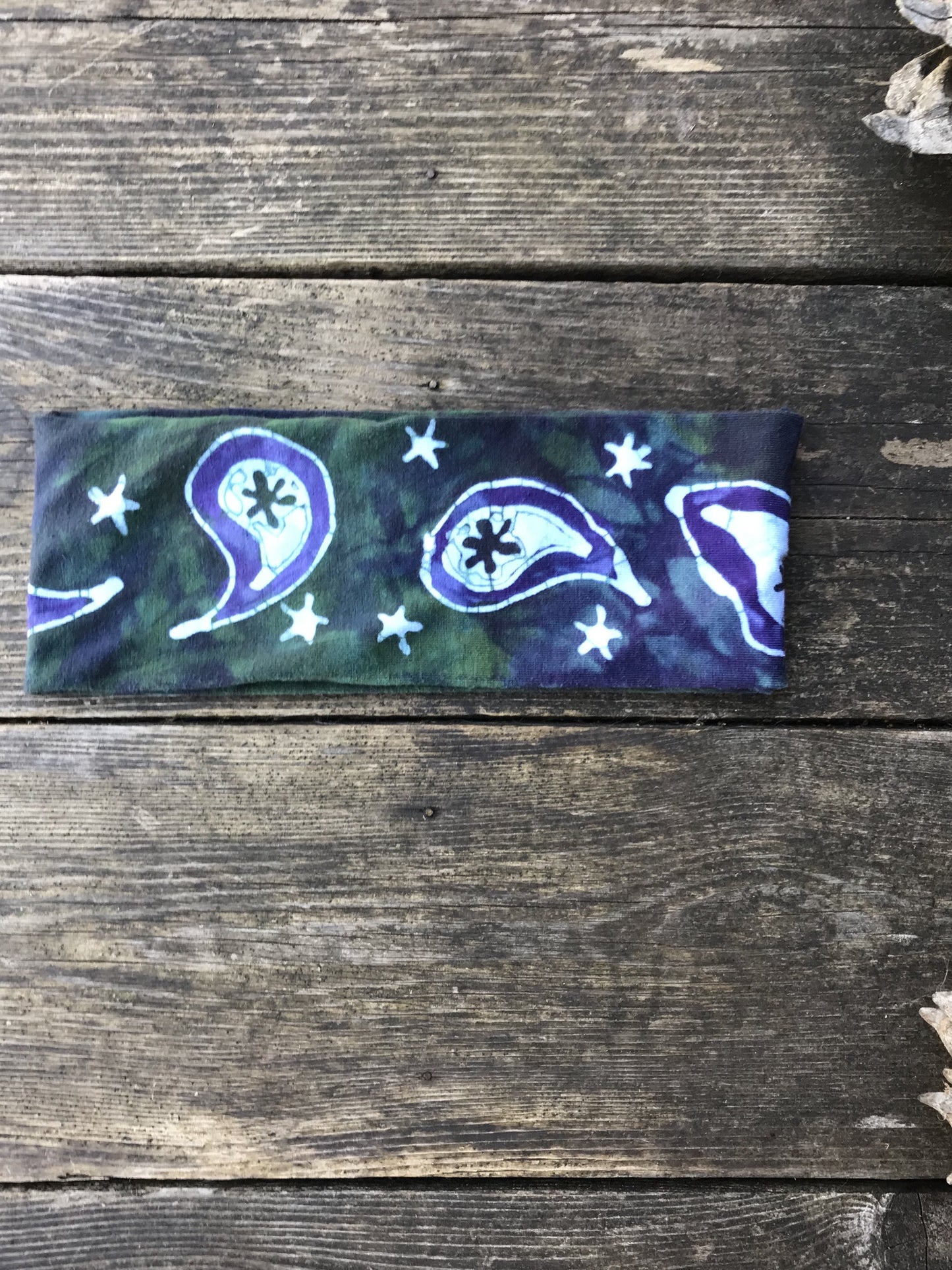 Fold Over Stellar Handmade Headband - by Batikwalla Batikwalla by Victoria purple paisley 