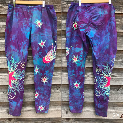 Sunrise Moon and Stars Batik Yoga Leggings - New Version leggings batikwalla 2X 
