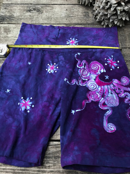 Moon and Stars Batik Biker Shorts - Purple Magenta Batikwalla by Victoria 