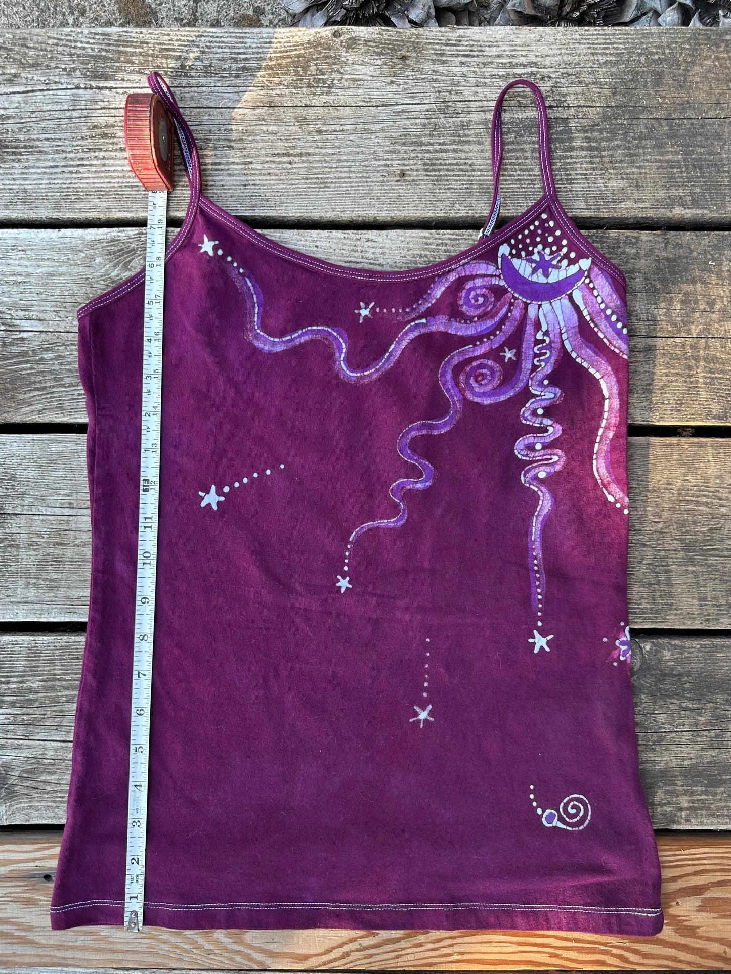 Maroon Moonbeams Hand Painted Batik Camisole - ONE SIZE Tops batikwalla 