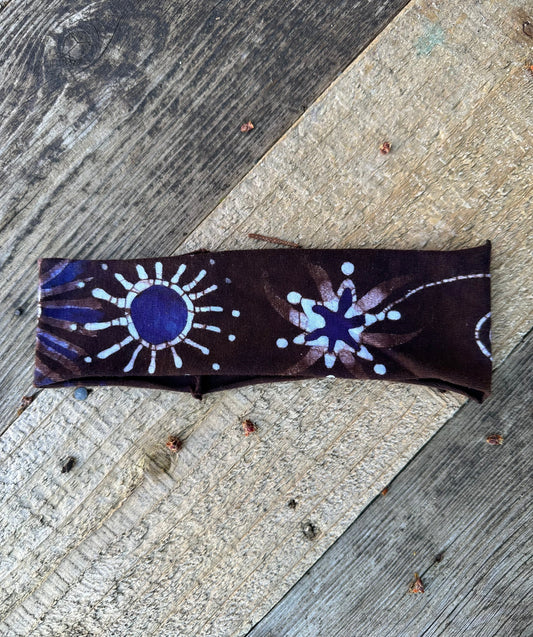 Purple Plum Stars Handmade Batik Headband fabric Batikwalla by Victoria purple plum star 