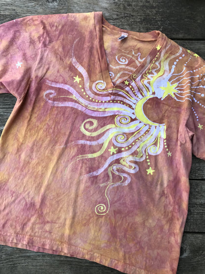 Sunshine Day At The Beach Vneck Tee Batikwalla by Victoria Large 