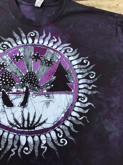 Sacred Psychedelic Forest Handmade Batikwalla Tshirt in Purple At Midnight - size XL ONLY tshirt batikwalla 