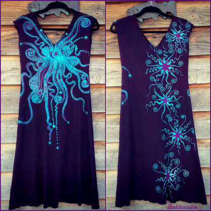 Deep Blue and Purple Organic Cotton Batik Dress - Batikwalla 
 - 3