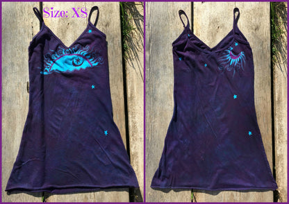 Deep Blue and Purple Batik Sun Long Cotton Camisole - Batikwalla 
 - 3